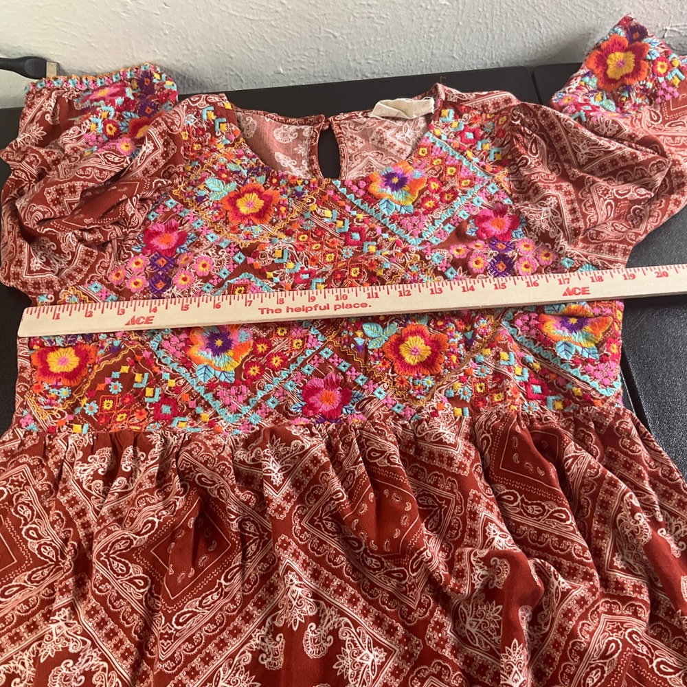 Savanna Jane Embroidered Floral Paisley Peasant Blouse‎ Top Womens Sz M - Picture 8 of 11